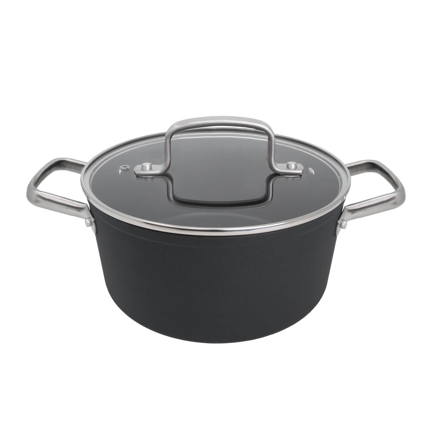 Cacerola antiadherente Samoa 16 cm negra con tapa