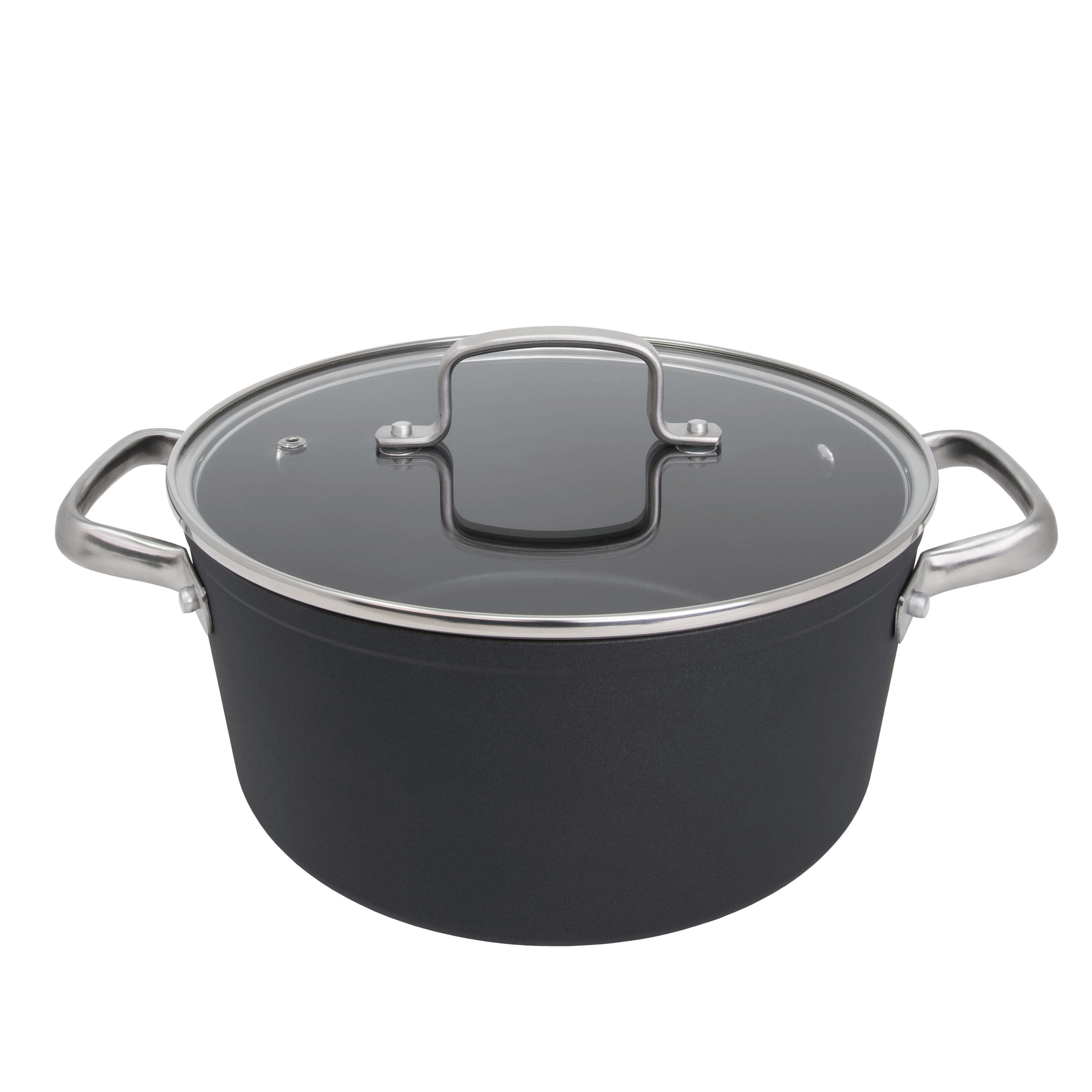 Cacerola antiadherente Samoa 24 cm negra con tapa