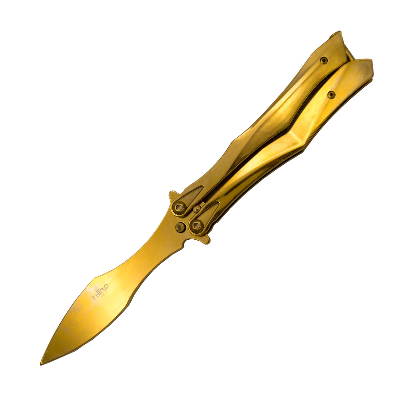 Navaja mariposa de entrenamiento con hoja sin filo bañada en tita...