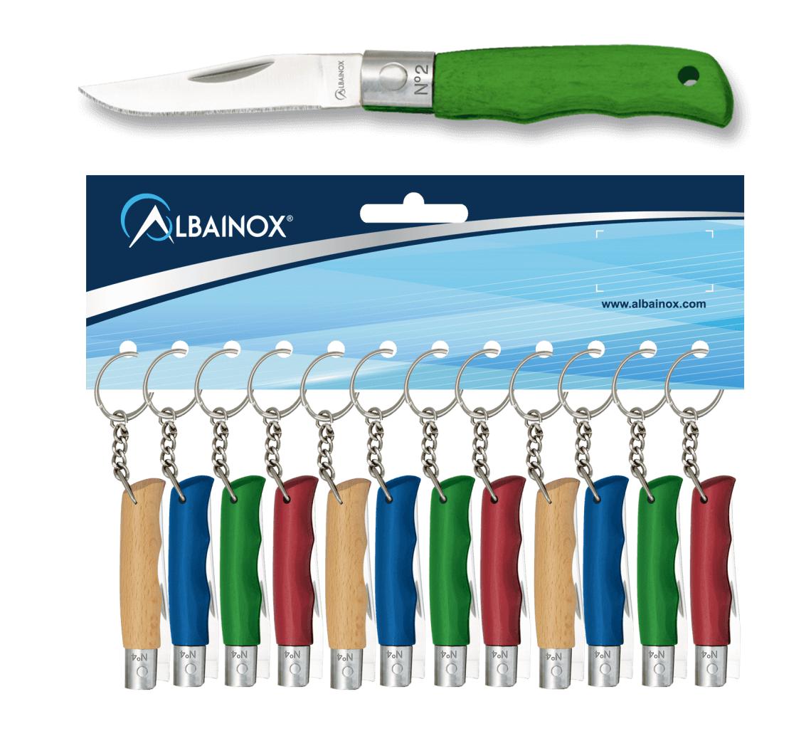 Blister d'assortiment de 12 couteaux porte-clés en 4 quatre coule...