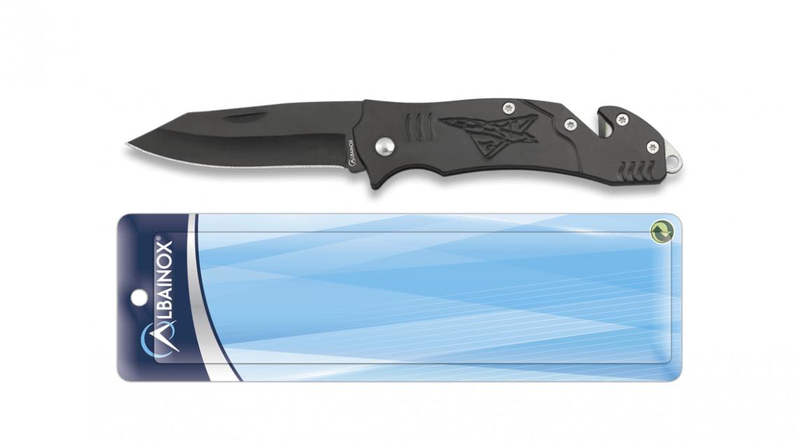 Couteau de poche Albainox présenté sous blister, lame inox 7 cm