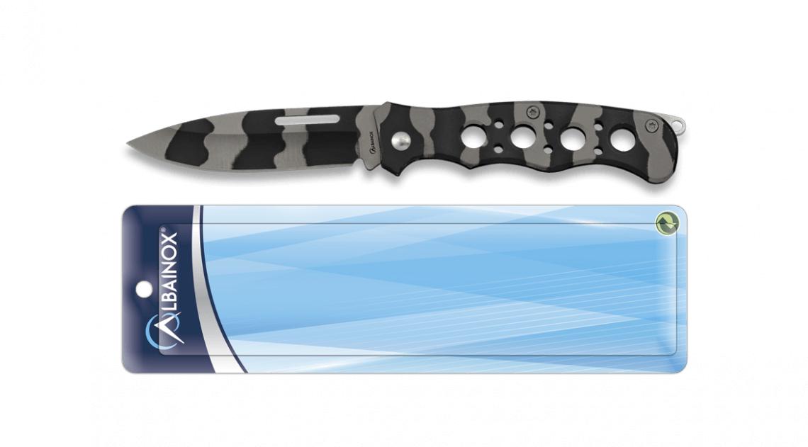 Navaja Albainox de acero, color de camuflaje y hoja de 7.2 cm