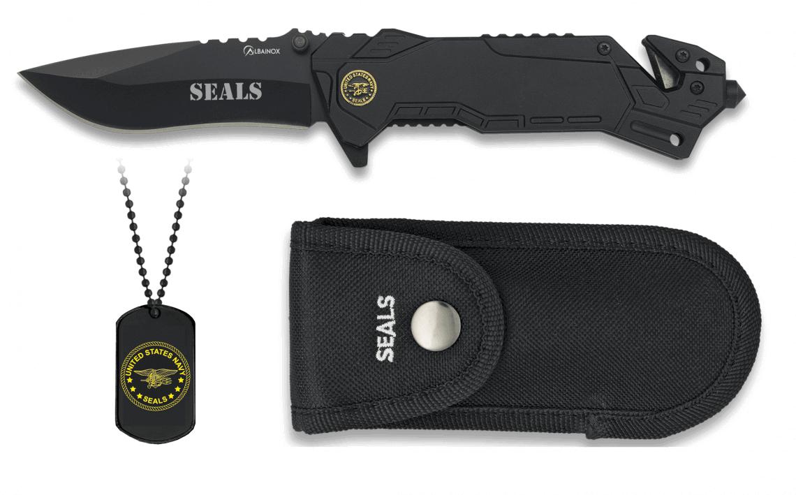 Navaja táctica Albainox SEALS con chapa, rompecristales y hoja de...
