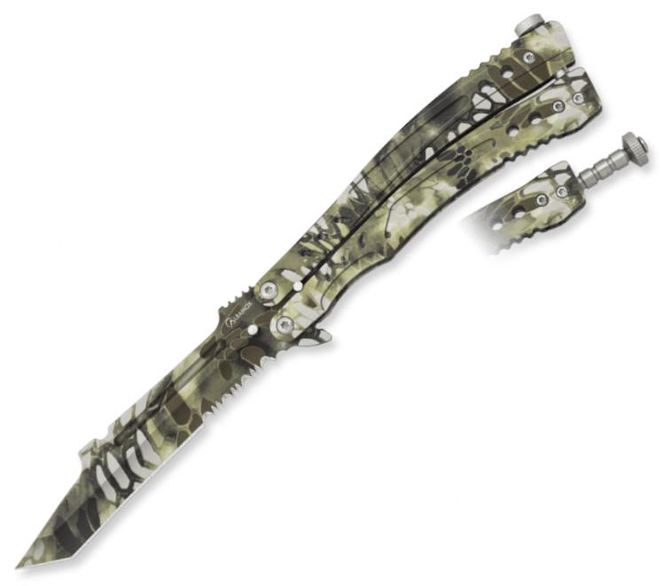 Navaja mariposa Albainox verde pitón con pomo ajustable y hoja de...