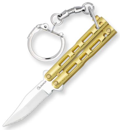 Navaja Abanico llavero Albainox dorado. Hoja de 4 cm