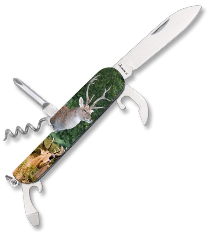 Navaja multiusos con impresión en 3D de ciervo en las dos caras y...