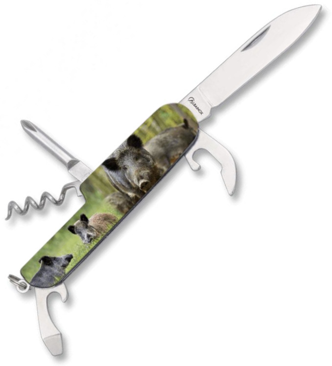 Navaja multifunción de 6 usos con mango aluminio e impresión de J...