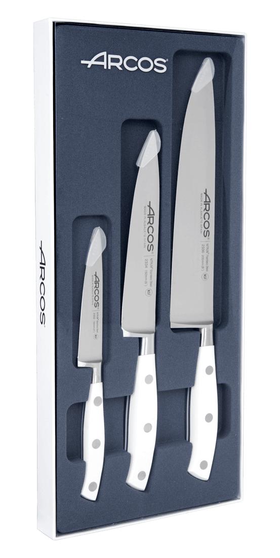 Set de 3 cuchillos de cocina serie Riviera Blanca