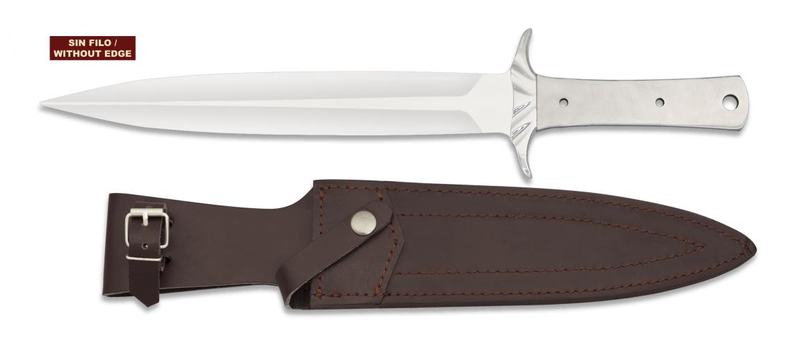Daga diseñada en España sin filo de Albainox con funda de piel in...