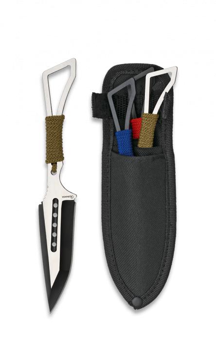 Set tres lanzadores Albainox de acero de color verde, azul y rojo...