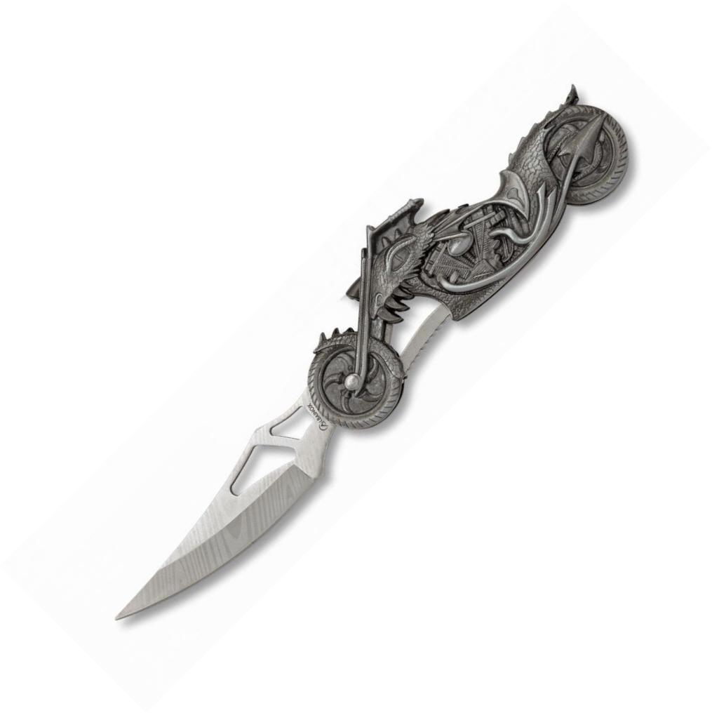 Navaja Albainox con mango de aluminio en forma de moto, led y hoj...