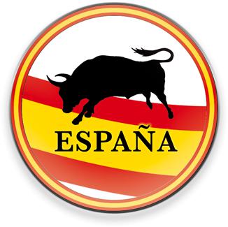 Imán redondo de cristal para frigorífico con la bandera de España...
