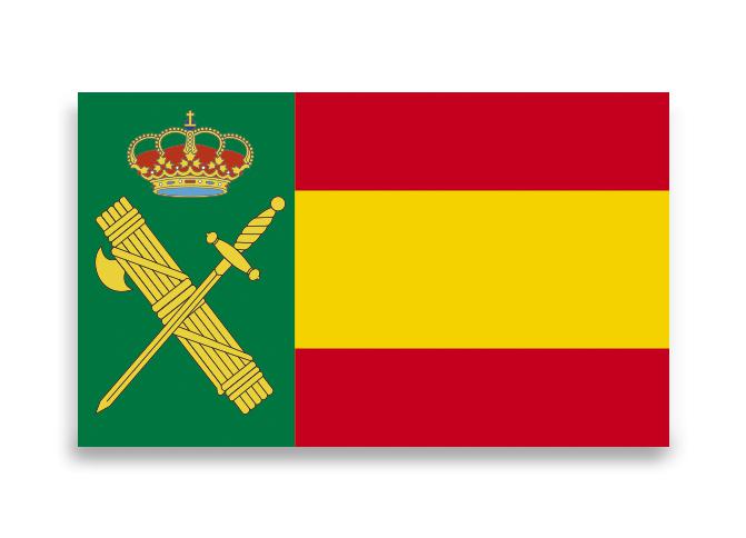 Dos adhesivos medianos con la bandera de la Guardia Civil y la es...