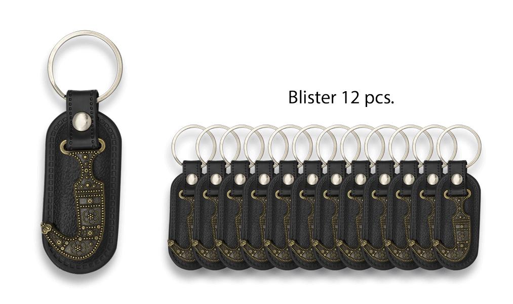 Llaveros de cuero con cuchillo árabe presentado en blíster de 12 ...