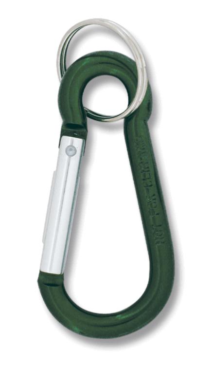 Mosquetones en blíster de 12 unidades de color verde de 8 cm