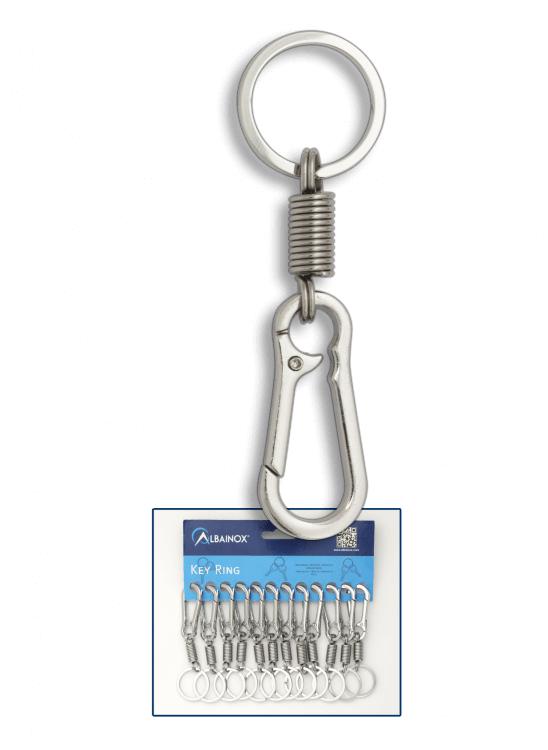 Llaveros mosqueton con muelle presentados en blíster de 12 piezas
