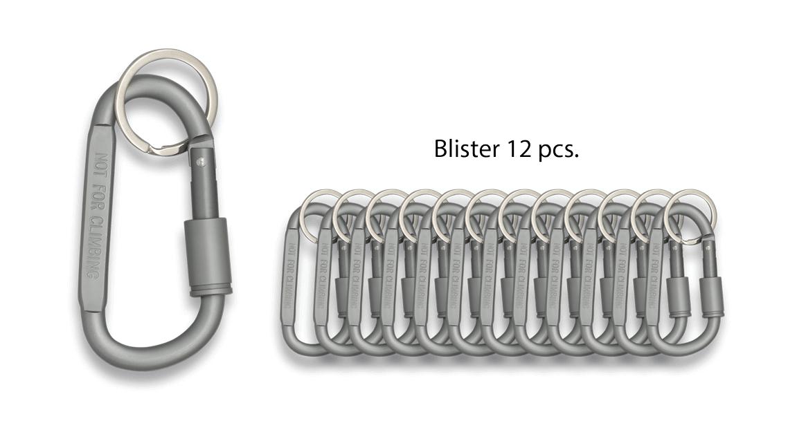 Llaveros mosquetón de color gris metal presentados en blíster de ...