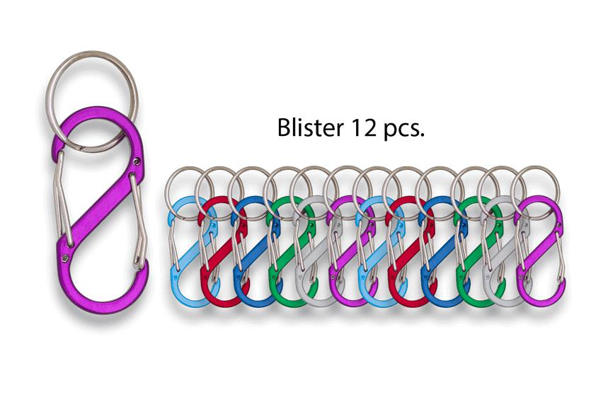 Mosquetones en forma de ocho de 5 cm, de distintos colores en blí...