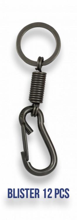 Llavero mosquetón bañado en bronce metálico presentado en blíster...