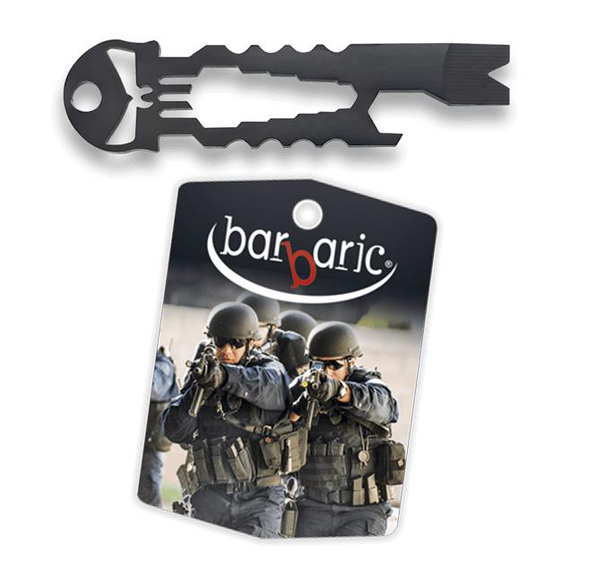 Tarjeta multiherramientas con calavera negra de acero inoxidable