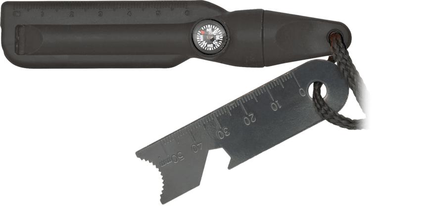 Pedernal negro con silbato y brújula hecho de ABS