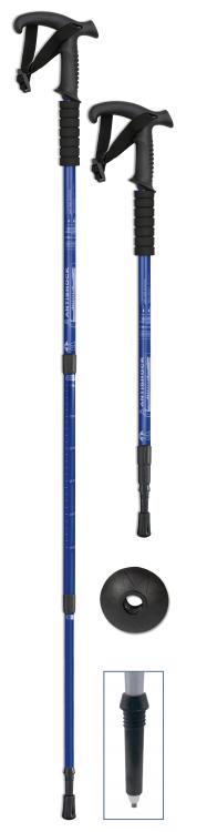 Bastón trekking de color azul hecha de aluminio y punta de tungst...
