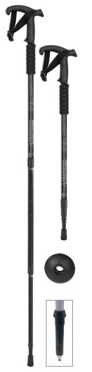 Bastón para senderismo de color negro y longitud de hasta 135 cm