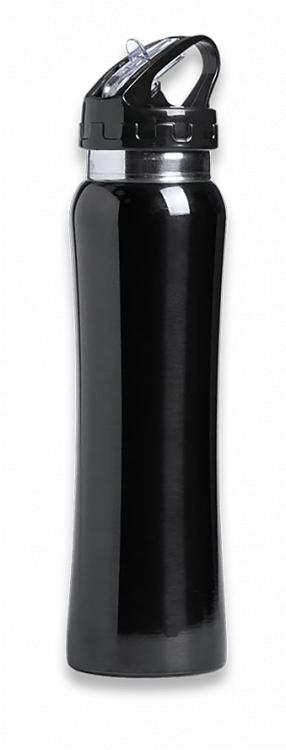 Botella de acero inoxidable de color negro brillo con capacidad d...