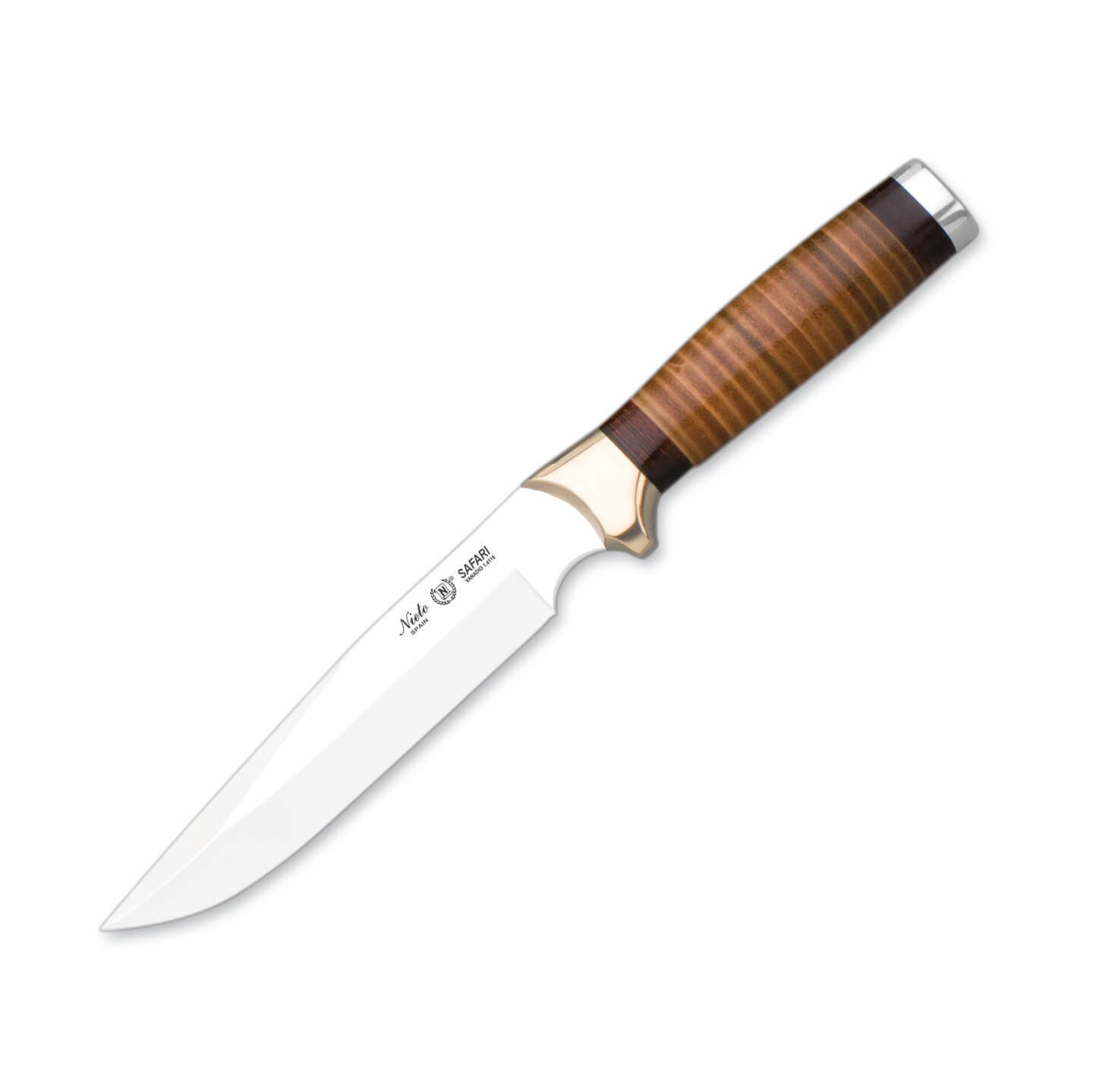 Cuchillo de caza Nieto Safari con mango de cuero y hoja de 17 cm