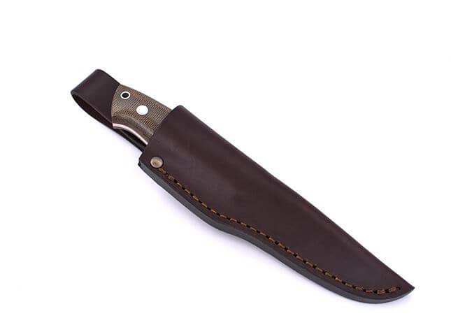 Bushcraft Brisa Trapper 95 Scandi-Messer mit grünem Micarta-Griff mit Elmax-Stahl und Trapperscheide