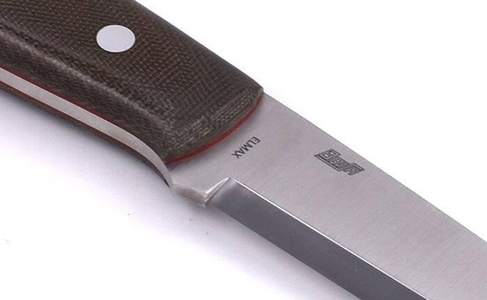 Brisa Trapper 115 Scandi-Messer mit grünem Micarta-Griff mit Elmax-Stahl und Bushcraft-Scheide