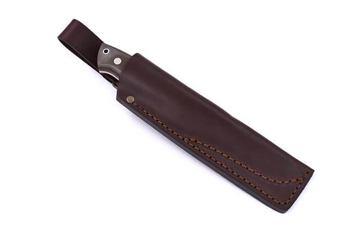 Brisa Trapper 115 Scandi-Messer mit grünem Micarta-Griff mit Elmax-Stahl und Bushcraft-Scheide