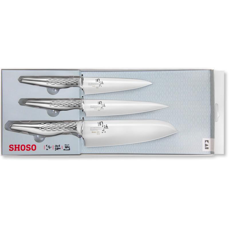 Set Seki Magoroku Shoso 3 cuchillos Pelador office y Santoku
