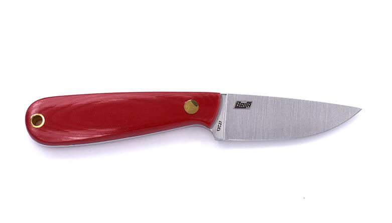 Neck Knife Brisa Necker 70 rotes Micarta mit Kydexscheide