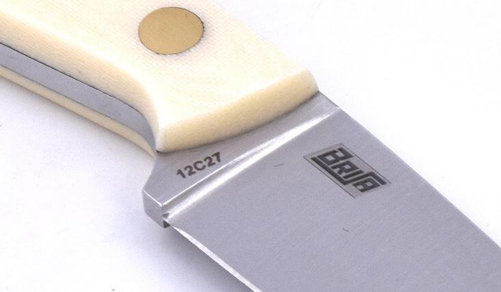 Brisa Necker 70 Neck Knife mit elfenbeinfarbenem Micarta-Griff mit Multicarry-Scheide