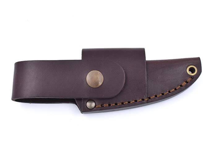 Cuchillo de cuello Brisa Necker 70 Scandi con puño de micarta negra y funda de piel multiposición