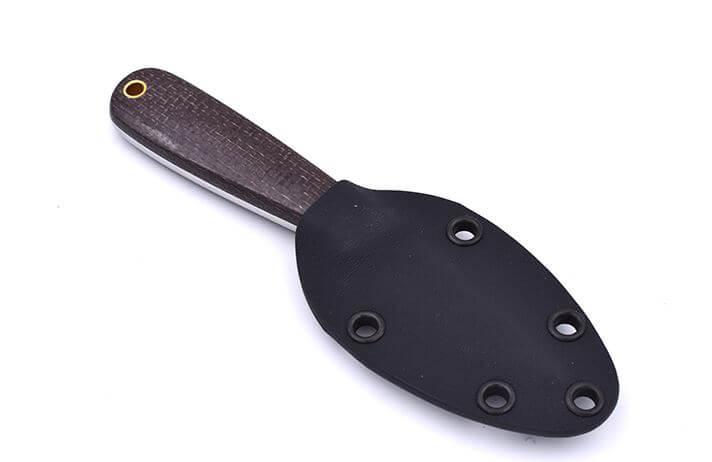 Brisa Necker 70 Scandi Neck Knife mit Griff aus Bison-Micarta und Kydex-Scheide