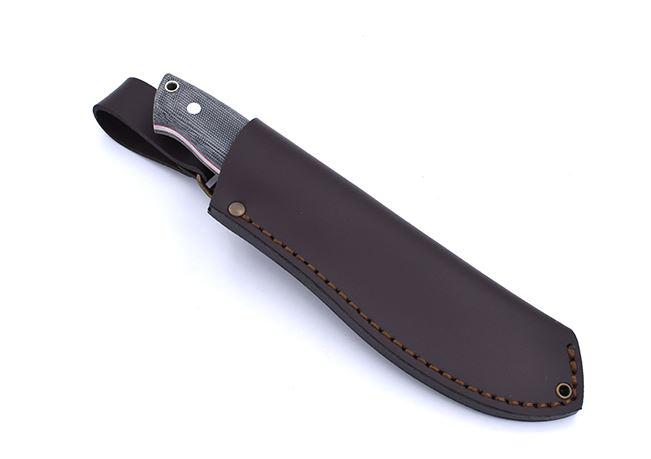 Jagdmesser Brisa Nessmuk 125 schwarzes Micarta und Lederscheide