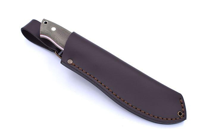 Jagdmesser Brisa Nessmuk 125 grünes Micarta und Lederscheide