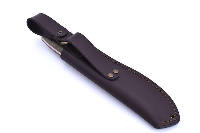 Jagdmesser Brisa Nessmuk 125 grünes Micarta und Lederscheide