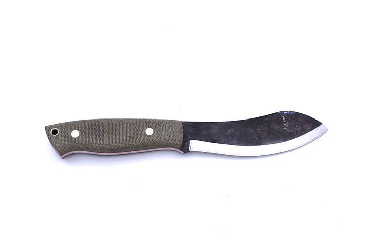 Jagdmesser Brisa Nessmuk 125 grüner Micarta und Lederscheide mit Feuerstein