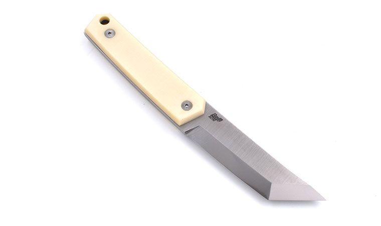 Brisa Kwaiken 90 M390 Ivory Micarta Messer mit cognacfarbener Scheide