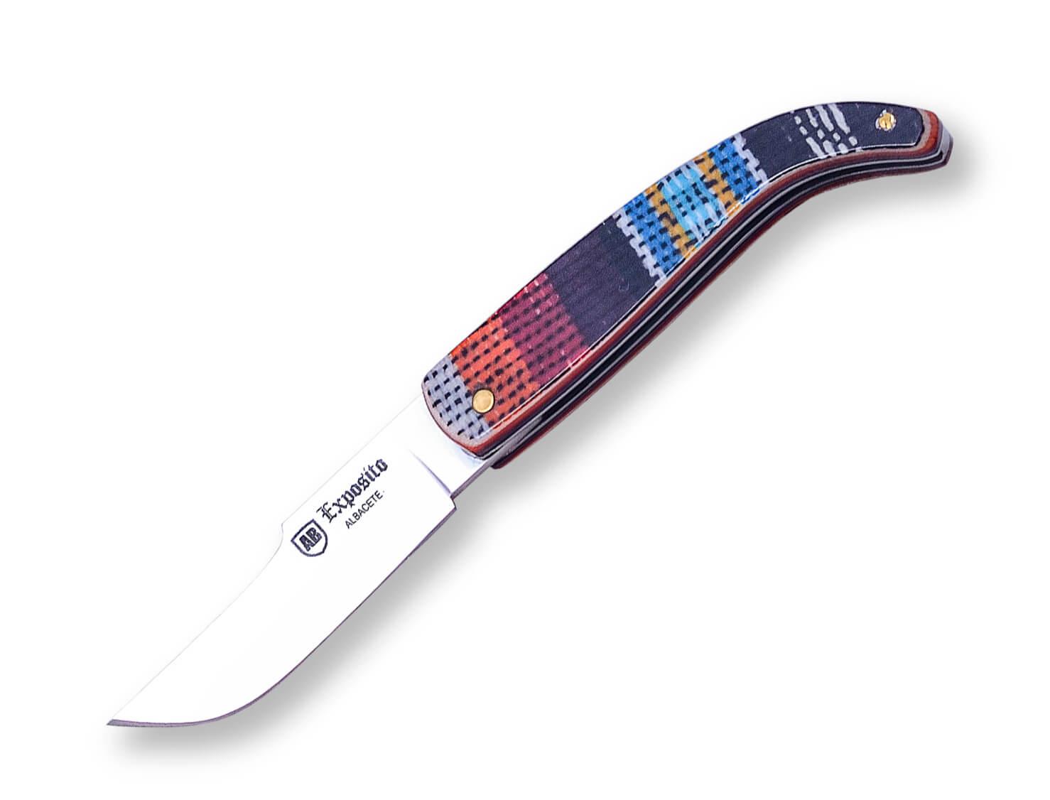 Navaja artesana Albacete Nº 00 con mango de tela de refajo manche...