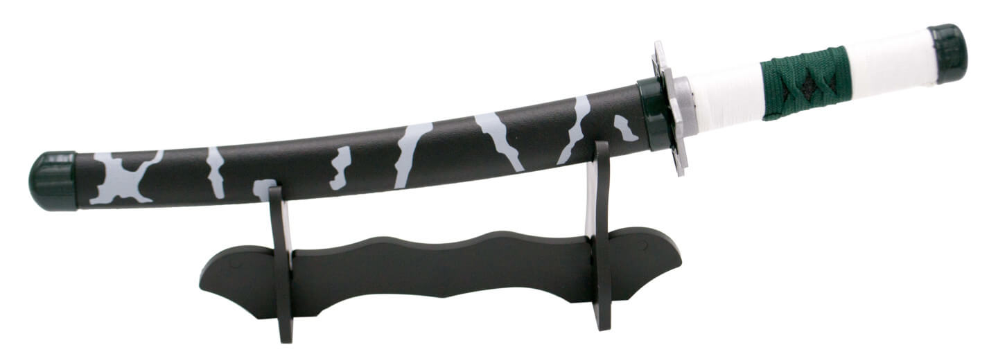 Mini Katana blanca, negra y verde de Shinazugawa Sanemi