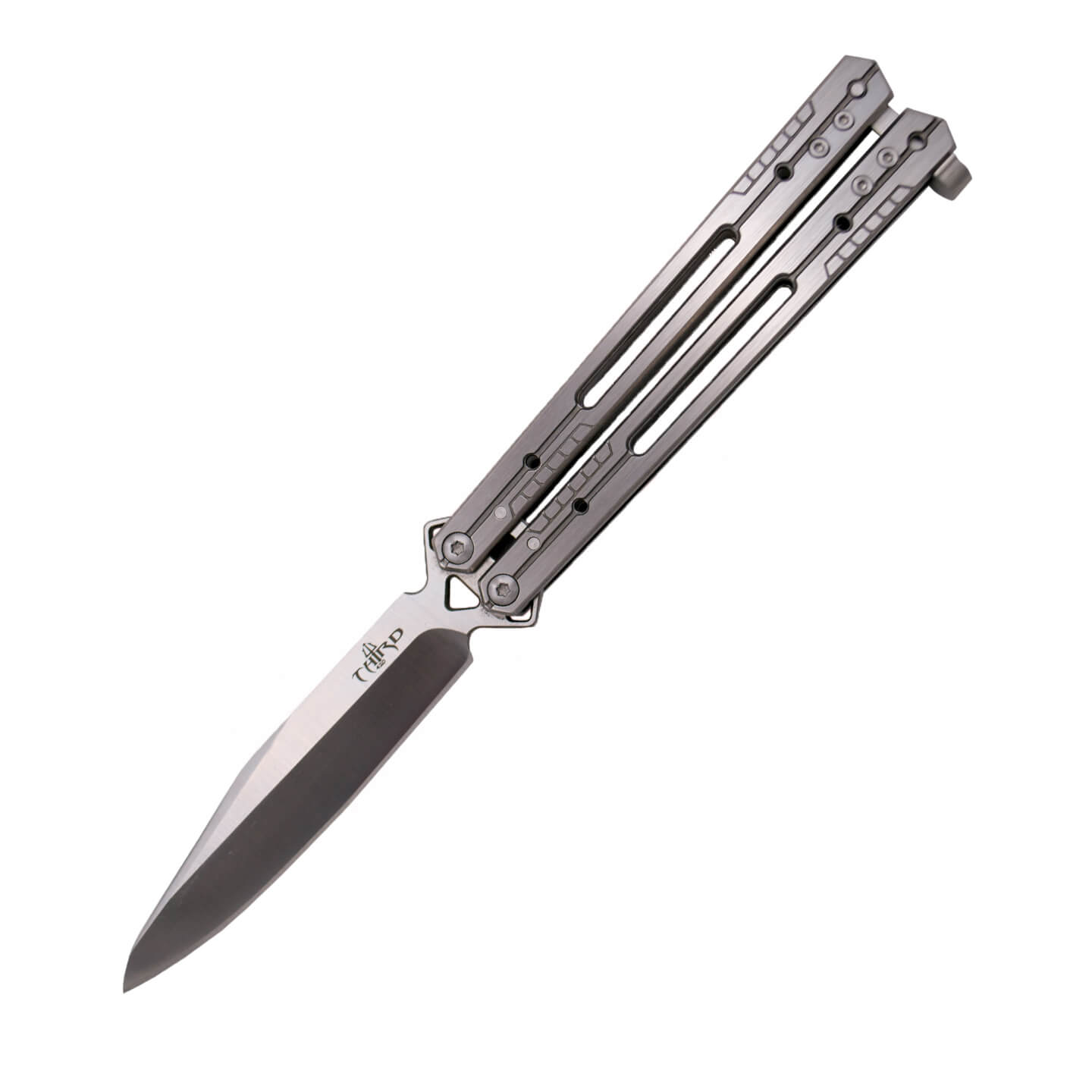 Navaja mariposa fabricada con tecnología CNC con mango de acero i...