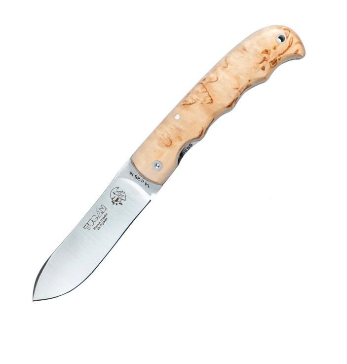 JV Tucán navaja de bolsillo con mango de madera de abedul