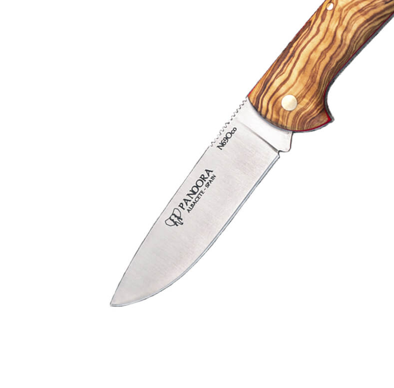 Navaja Cudeman Pandora con mango de madera de olivo y hoja de acero Böhler N690Co
