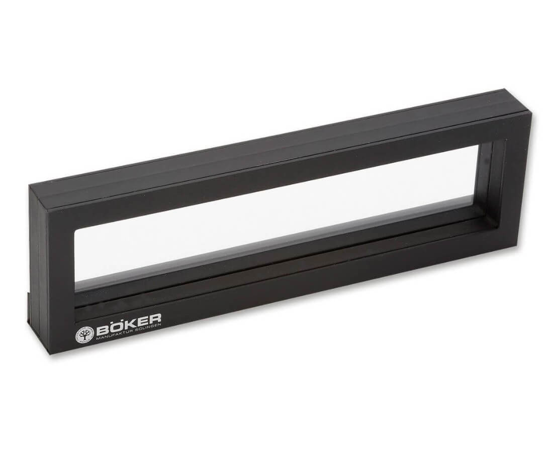 Navaja de colección Boker Tirpitz-Damast Wood 42 con hoja de damasco y mango de madera de nogal