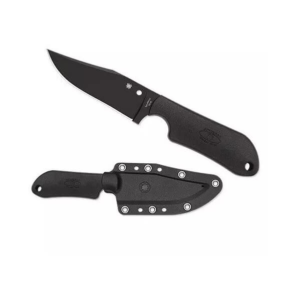 Cuchillo de caza Spyderco Street Beat con mango de FRN negro y hoja de VG10 negra