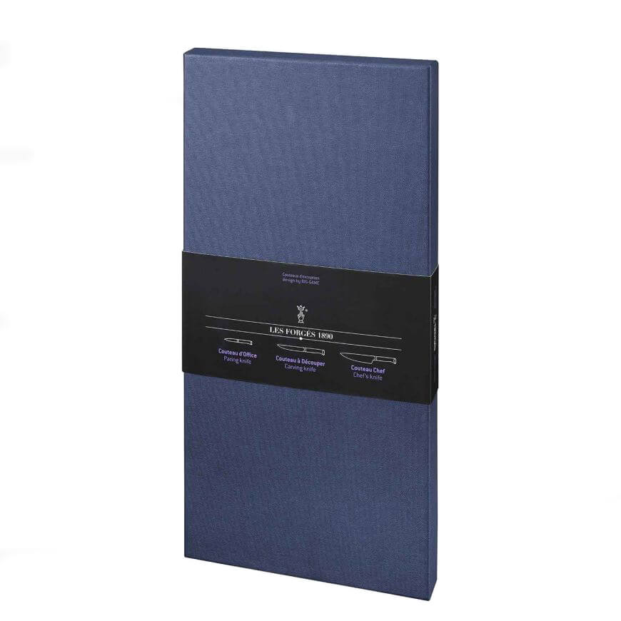 Set de tres cuchillos de cocina Opinel Les Forges 1890 con mango de haya estabilizada